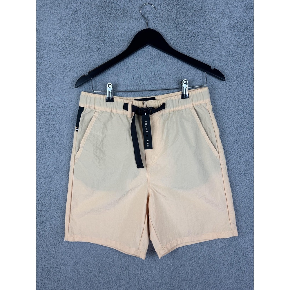 Edgar + Ash Shorts Mens Small Beige Nylon Elastic Waist Webbing Belt Hiking New